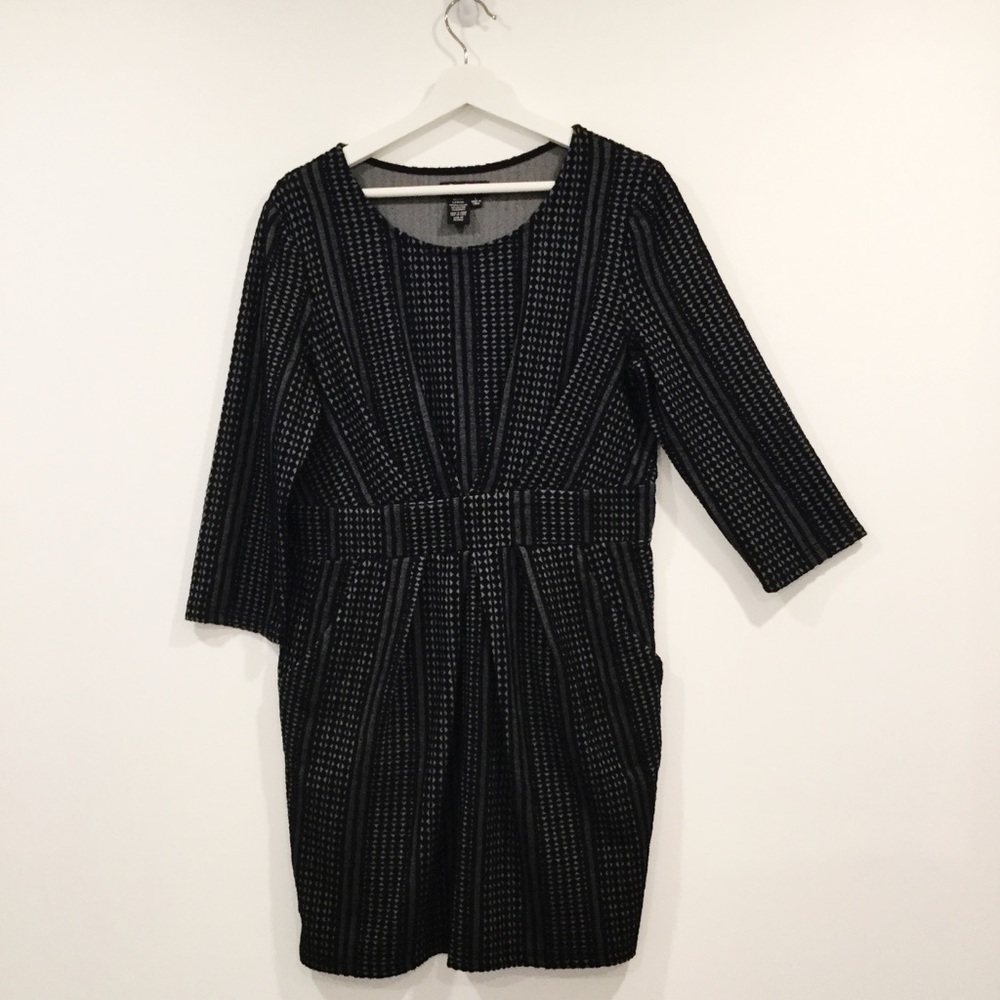 Women's Papillon Comfy Formal Workwear Geometric Design Ruched Midi Dress Sz L